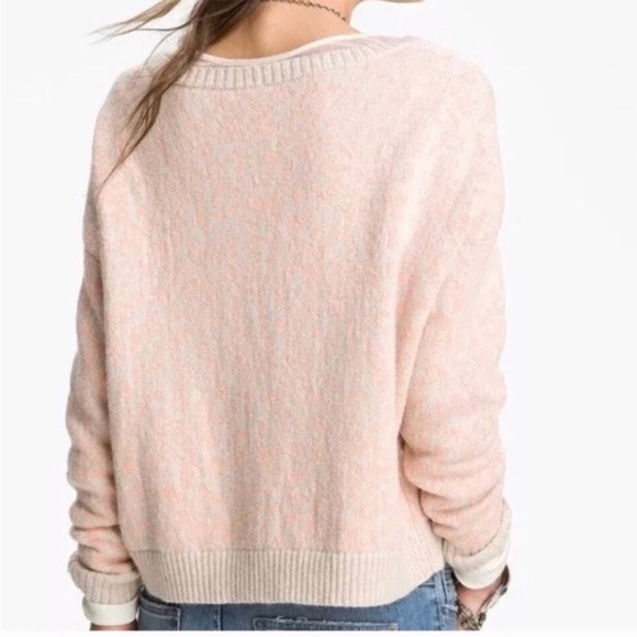 Free People Cool Cat Leopard Print Sweater Peach Cream Small - Picture 3 of 13